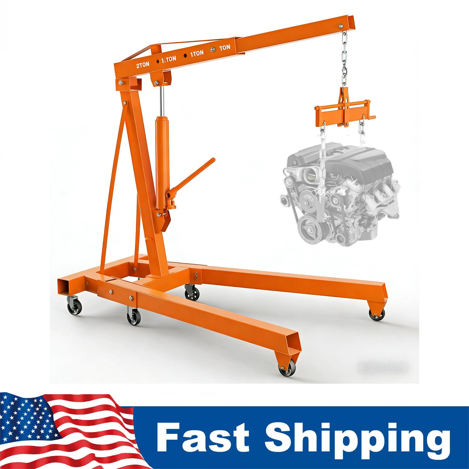 Engine Hoist with Lever Folding Cherry Picker Engine Hoist Folding Shop Crane US