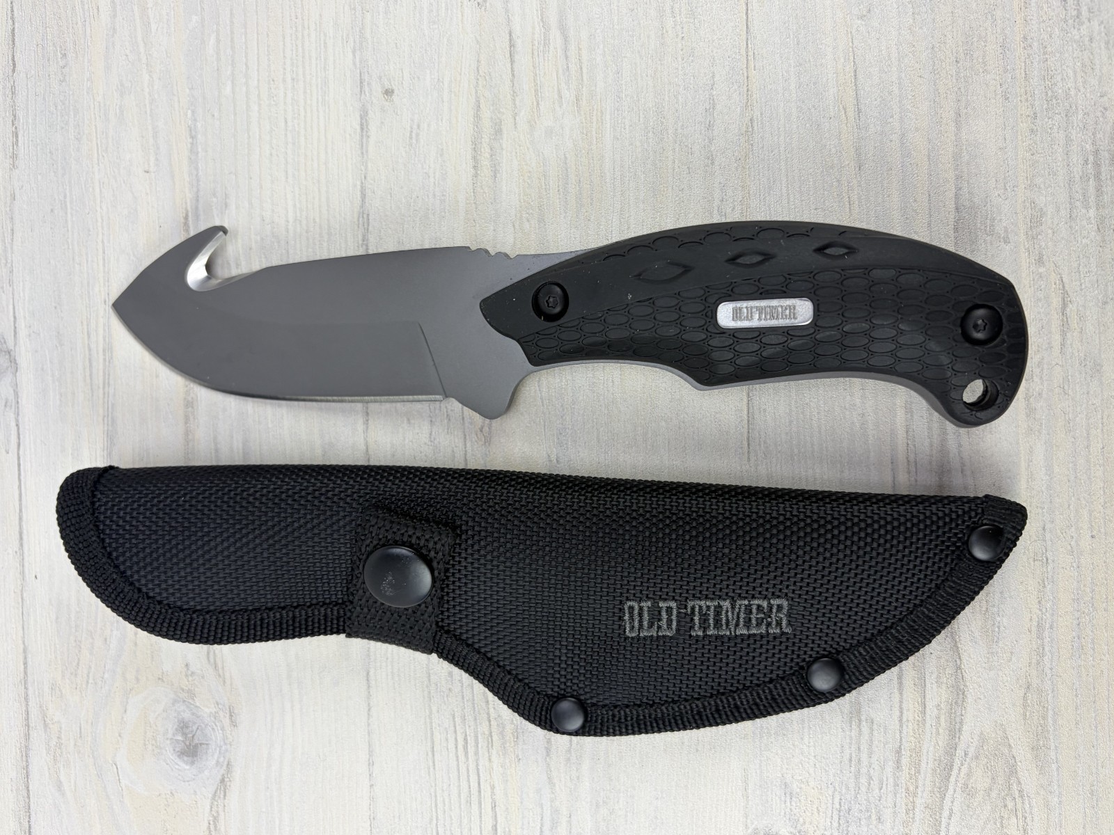 Schrade Old Timer Copperhead Guthook Fixed Blade Hunting Skinning Knife + Sheath