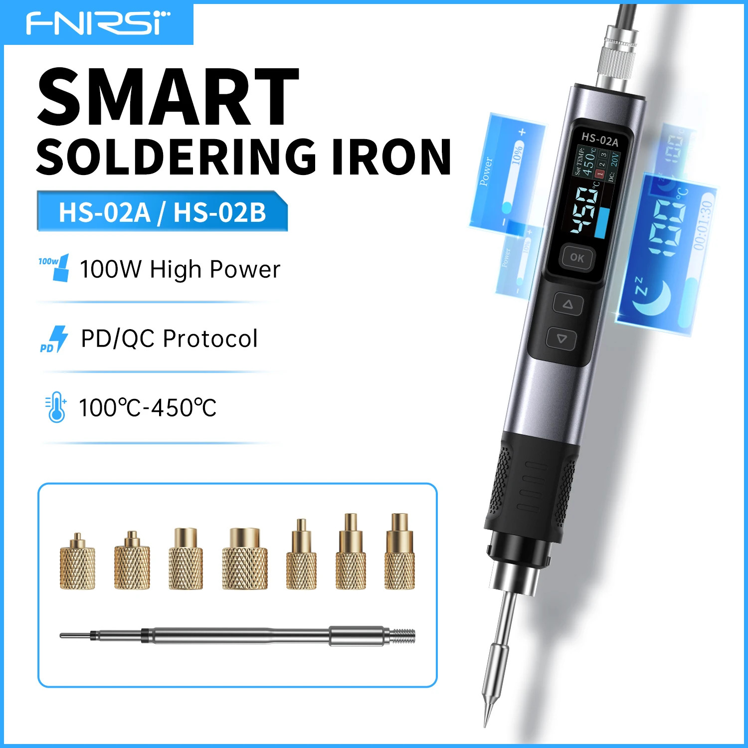 FNIRSI HS-02A Brass Thread Insert Nut Kit M2-M8 C245 Soldering Iron Tips