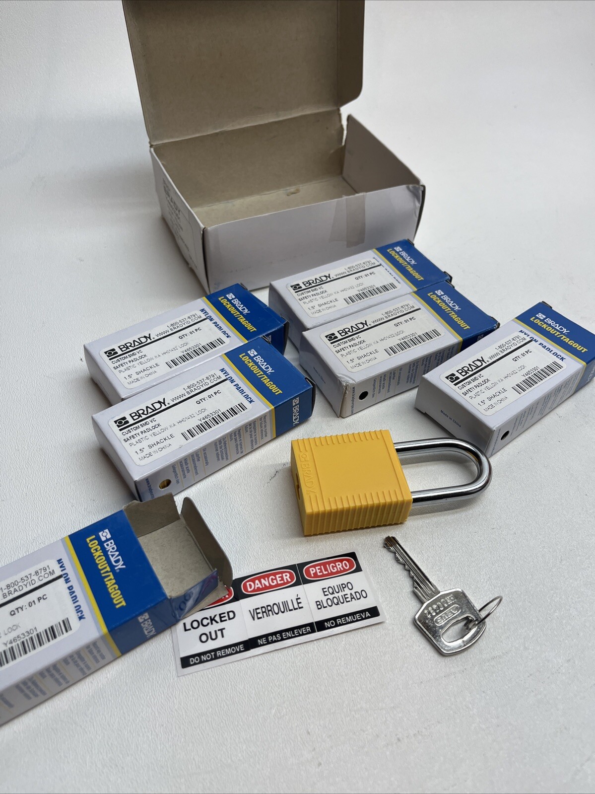 Lot of 6 Brady Yellows Plastic Safety Locks   Facility Lockout /  Tagout 🔥