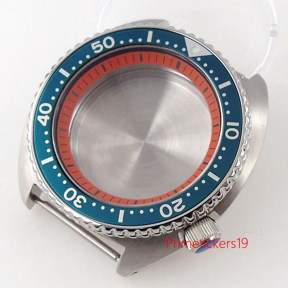 45mm Stainless Steel/Black PVD Watch Case Fit NH35/36 Sapphire Glass Solid Back