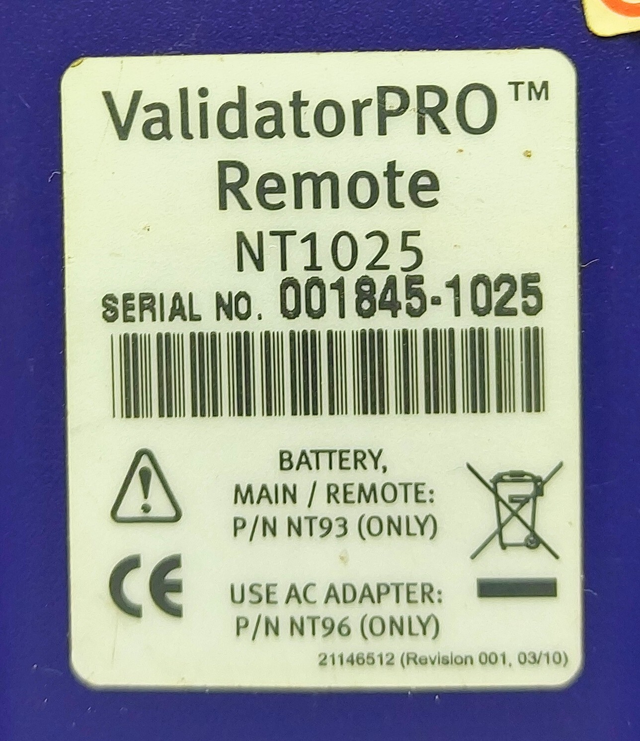 ValidatorPRO NT1025 Remote