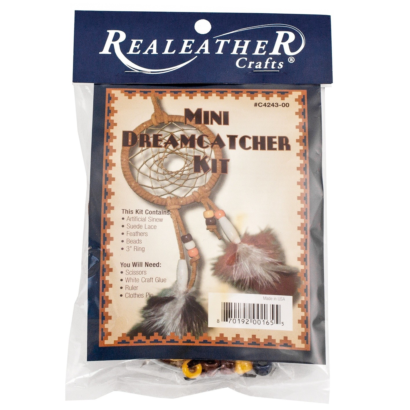 Realeather(R) Crafts Mini Dreamcatcher Kit-3"