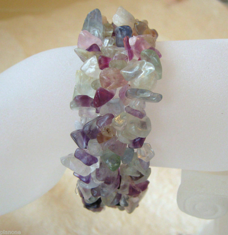 Fluorite Gemstone Nugget Stretch Bracelet
