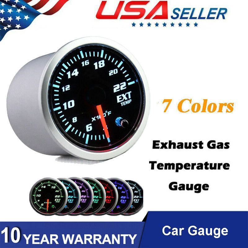 1X 2" 52mm 7 Color LED Car Exhaust Gas Temp Gauge Pointer EGT Temperature Meter