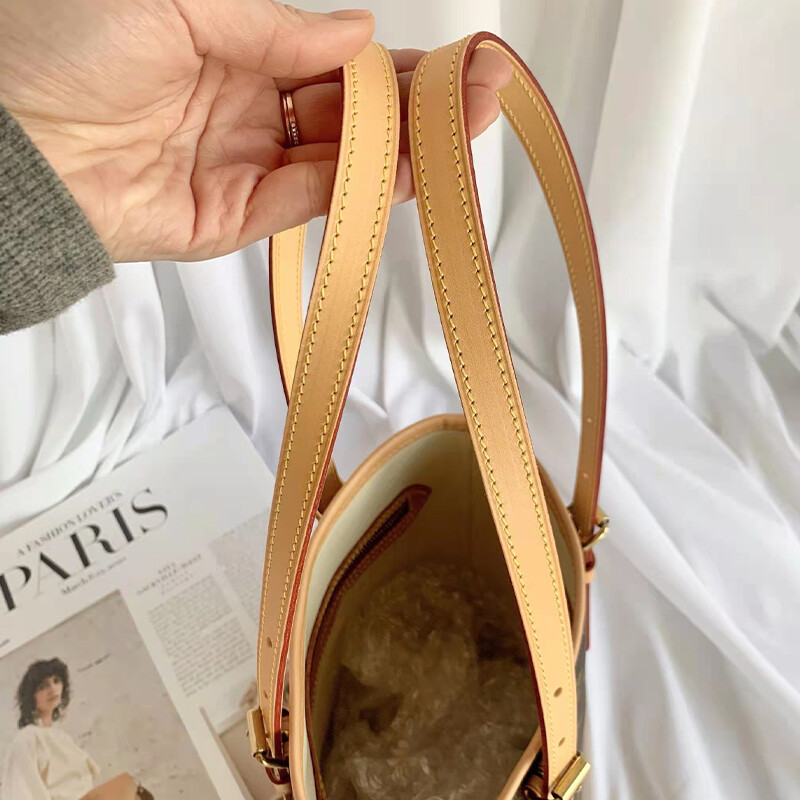 LV Damier Ebene Marais Small/Large Vintage Bucket Bag vachetta leather Strap