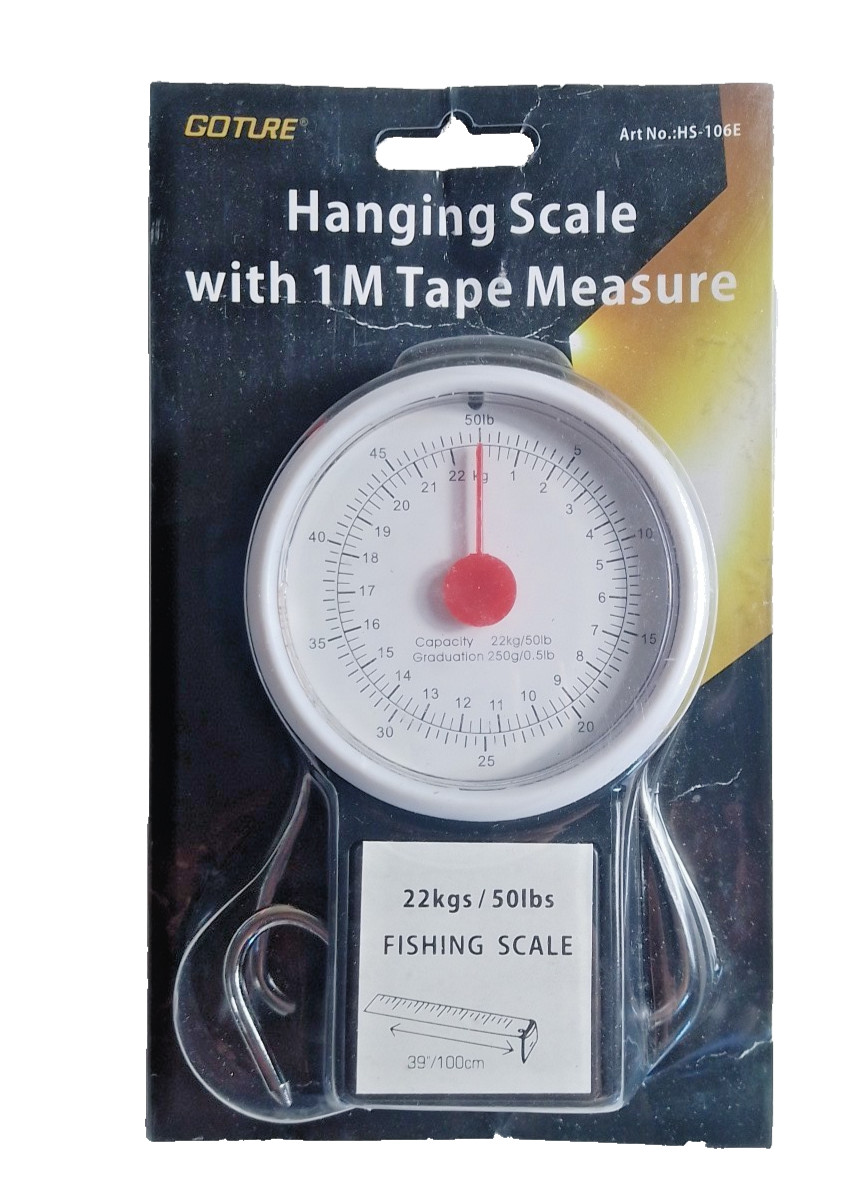 New Hanging Scale & Tape Measure 50lb for Fishing Luggage airport check travel