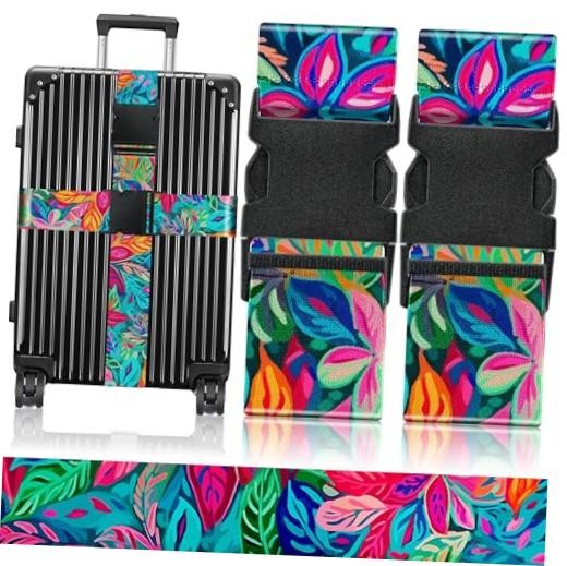 Luggage Straps for Suitcases Travel Belt Accessories Luggage Color Leaf