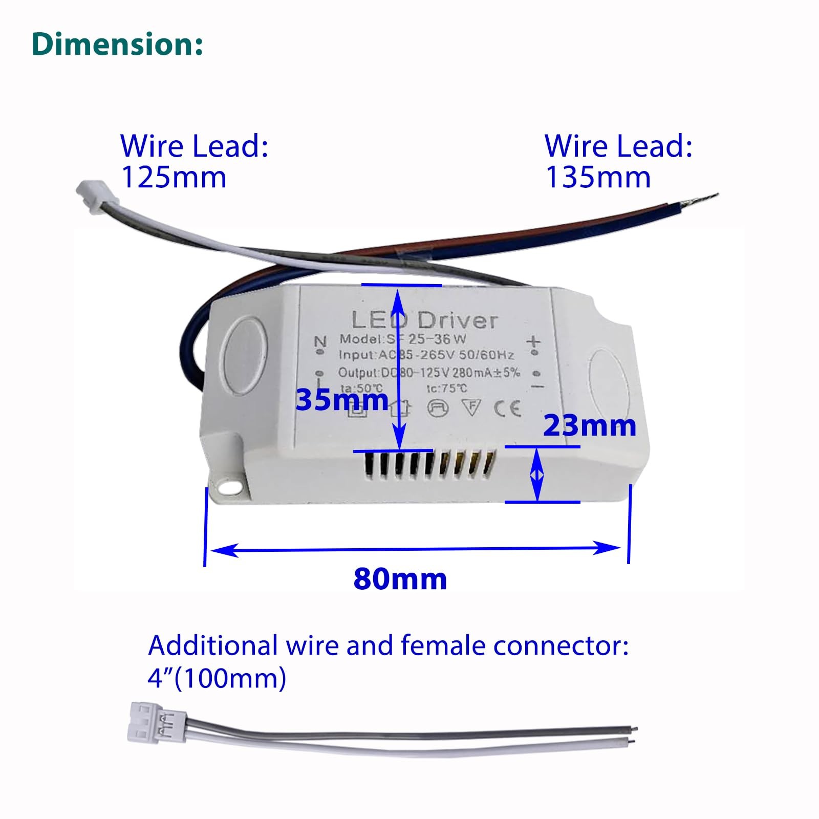 LED Driver 25-36W for Single Color Ceiling Strip Spot Light Module Panel,