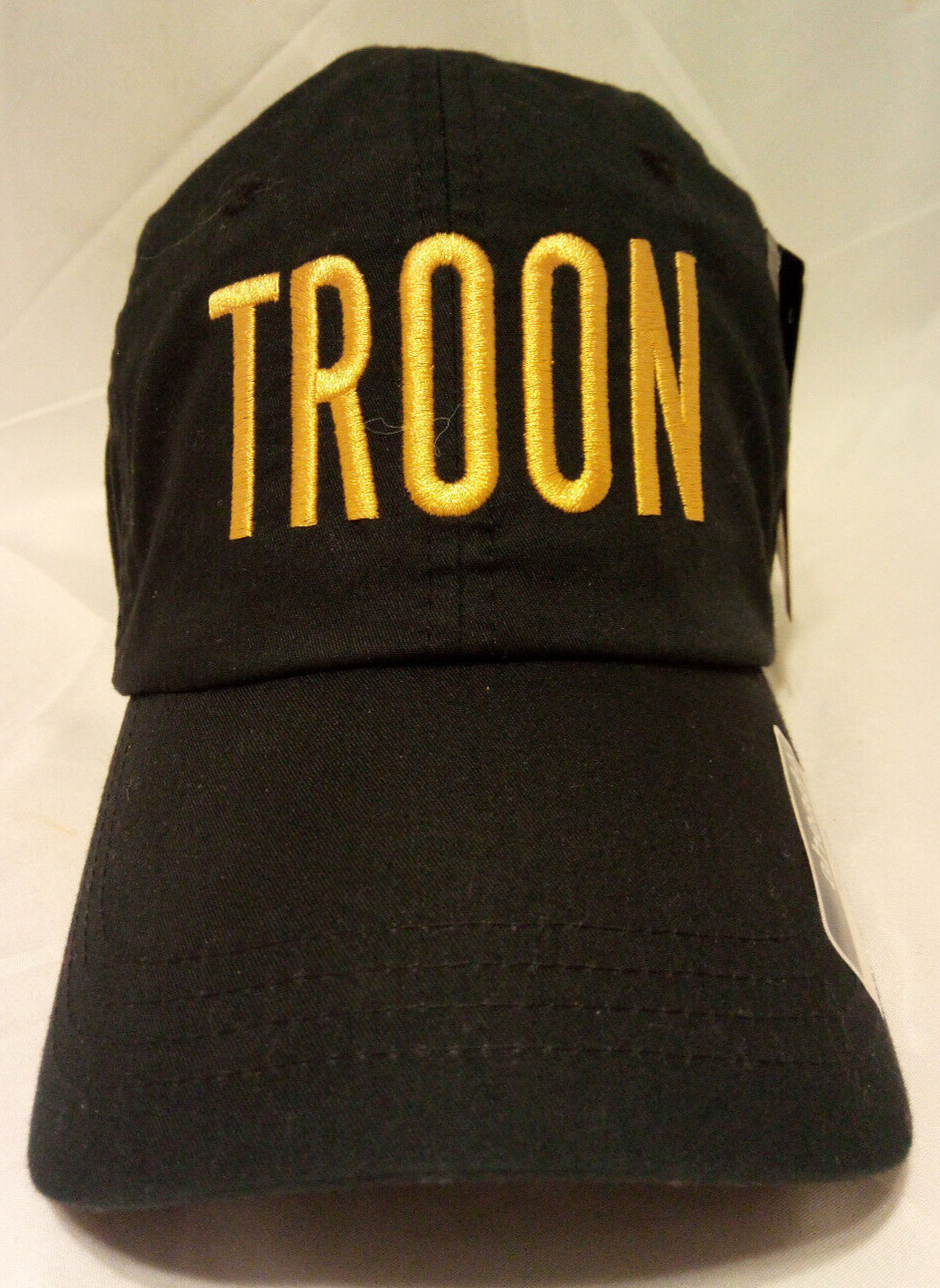 Troon Scotland Golf Hat Black Gold Embroidery Ahead Extreme Fit Lightweight NWT