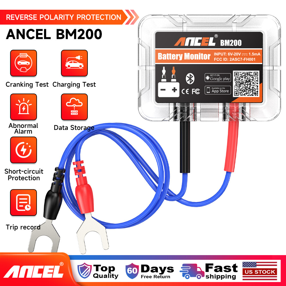 ANCEL BM200 Car Battery Monitor Bluetooth 12V Battery Tester for iPhone&Android