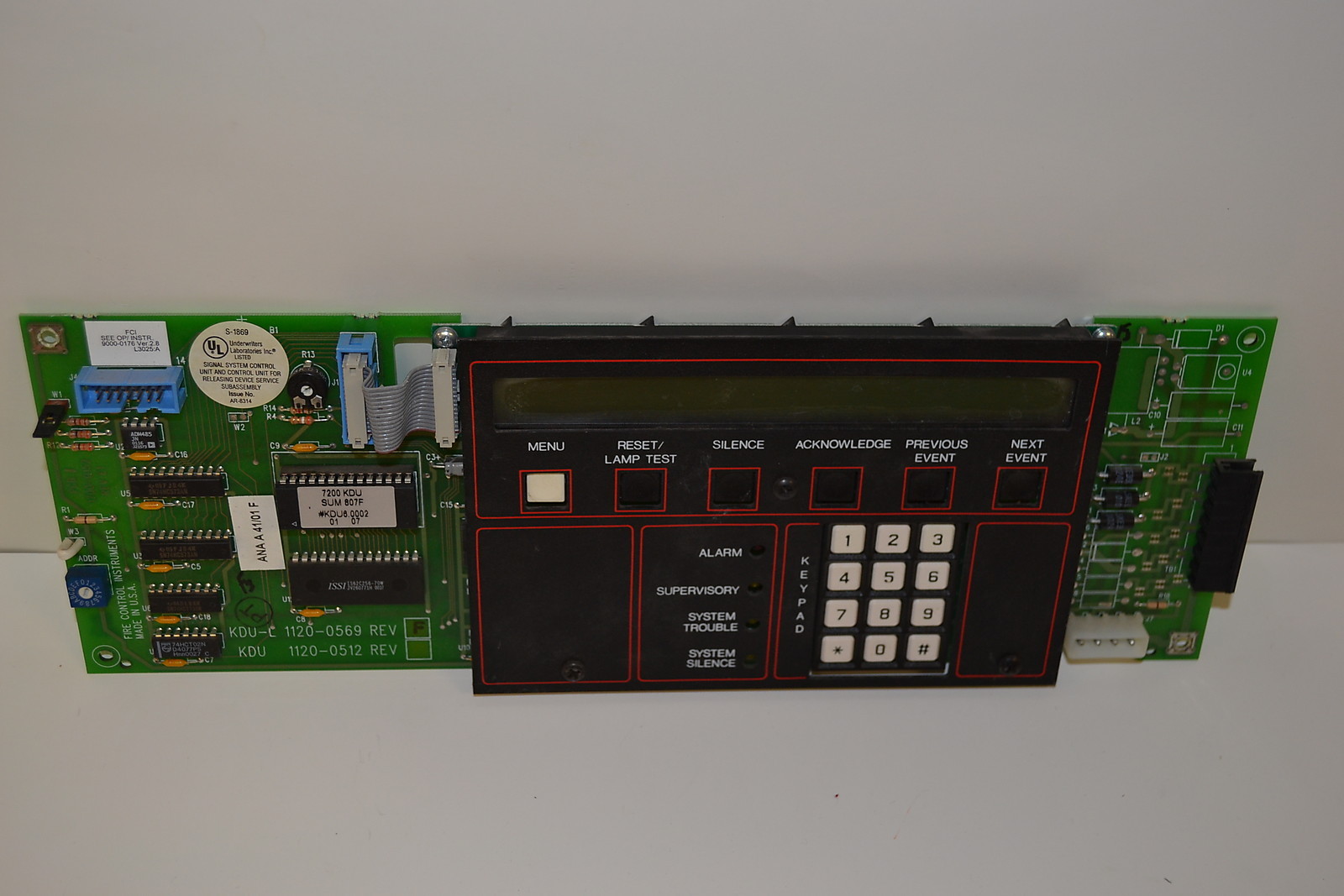FCI GAMEWELL 7200 FIREVAC 1120-0569 KDU-L Keyboard Display Unit KEYPAD