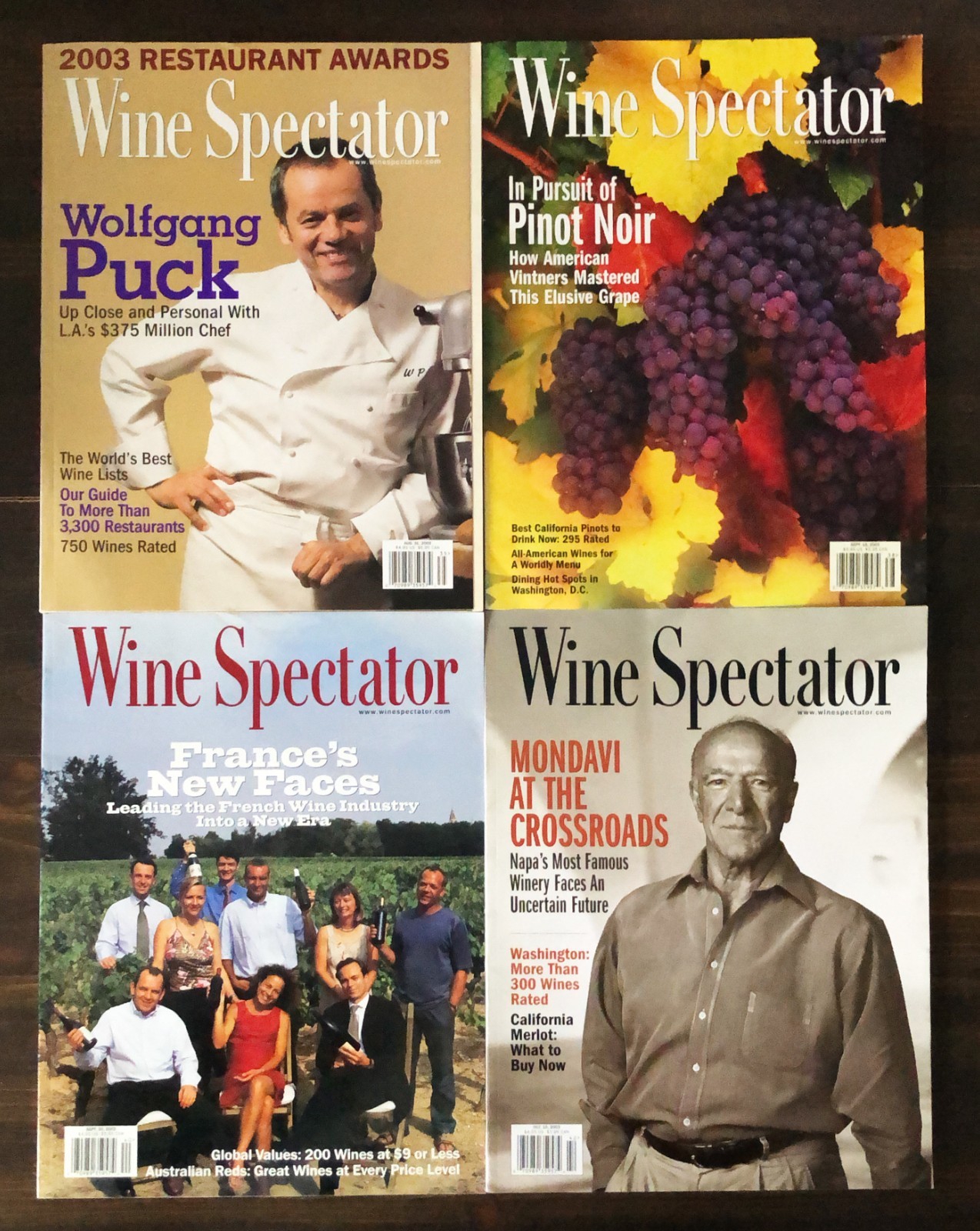 2003  Wine Spectator Magazine - Lot of 4, (Aug 31, Sep 15, Sep 30, Oct 15)