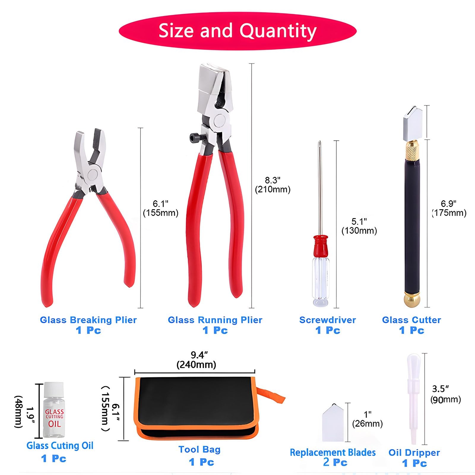 Glass Cutting Tool Set Kit,Premium Running Breaking Pliers and A Kit