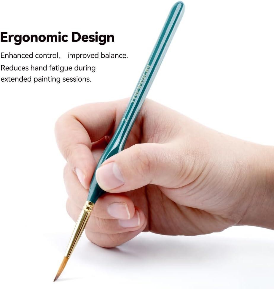 Detail Thin Paint Brush Set 6pcs for Model Minature Craft and Art Painting Green