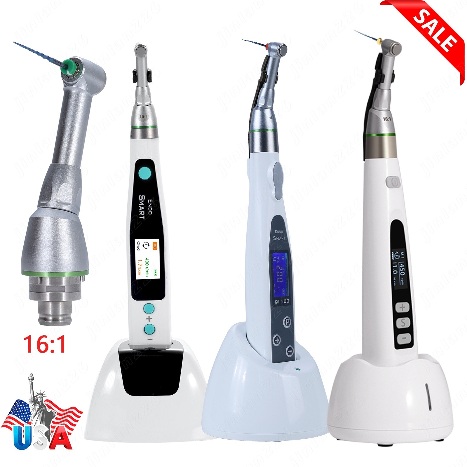 Dental 16:1 Reduction Push Contra Angle Head for Endo Motor Endodontic Handpiece