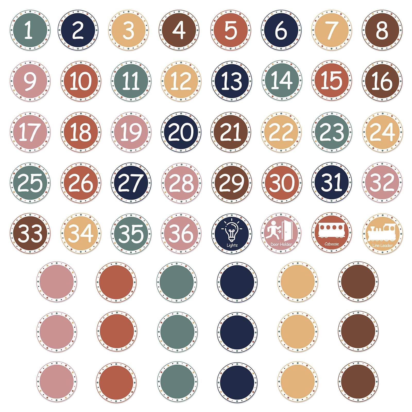58 Pcs 4 Inch Boho Classroom Floor Dots Floor Stickers, Line Up Spots for Cla...