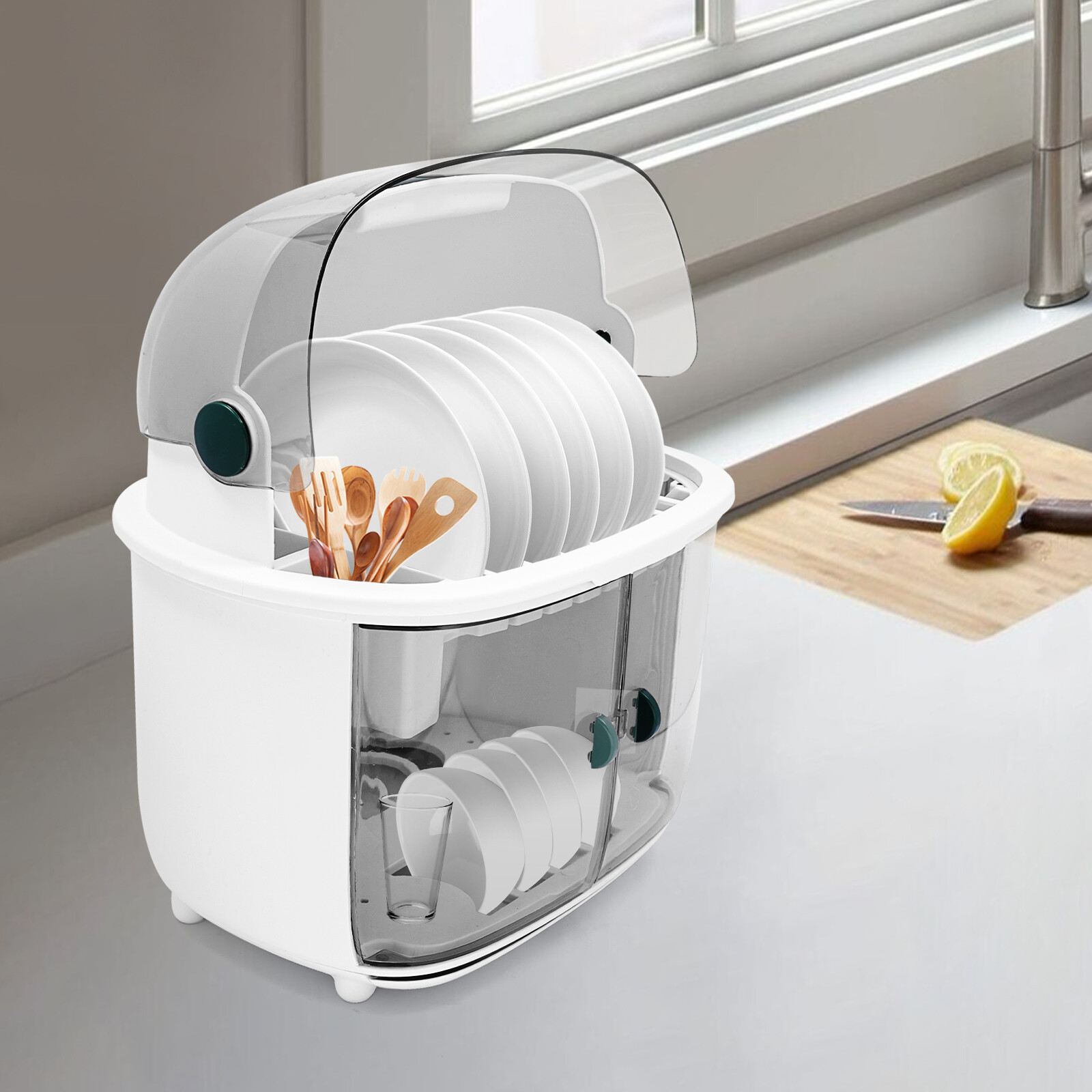 2 Tier Plastic Drying Rack for Kitchen, Dish Drying Rack 2-tier Dish Drying Rack