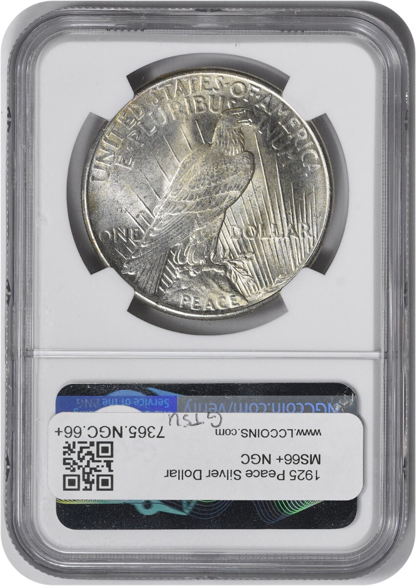 1925 Peace Silver Dollar MS66+ NGC
