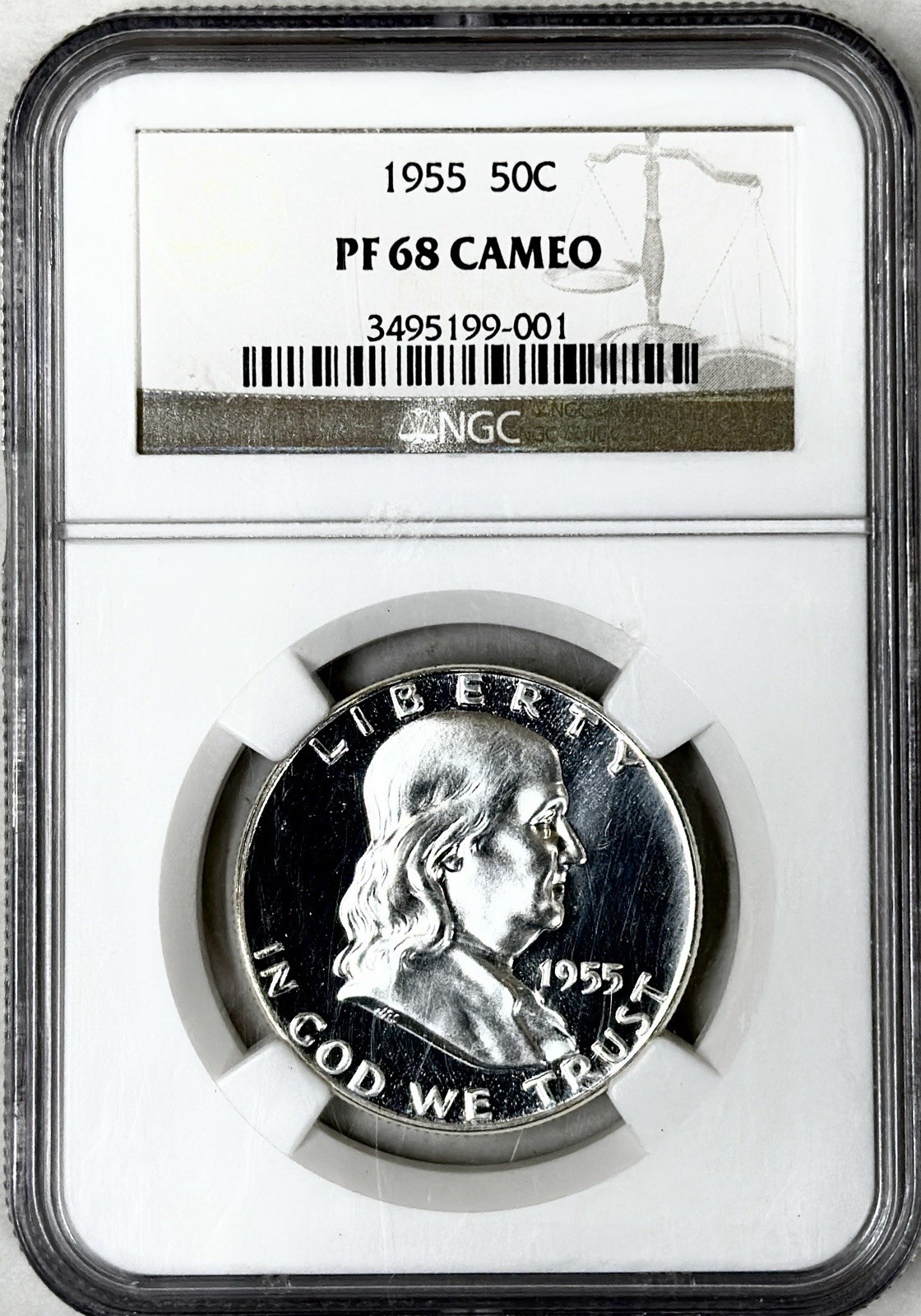 1955 FRANKLIN HALF DOLLAR PROOF NGC PR68 CAMEO