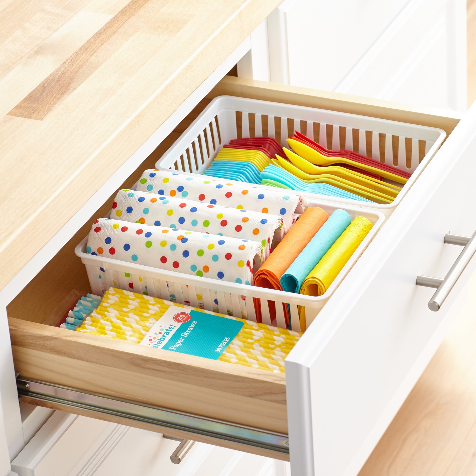 2Pack Plastic Drawer Organizer Storage Bin Set for Kitchen Desk Bathroom Drawer