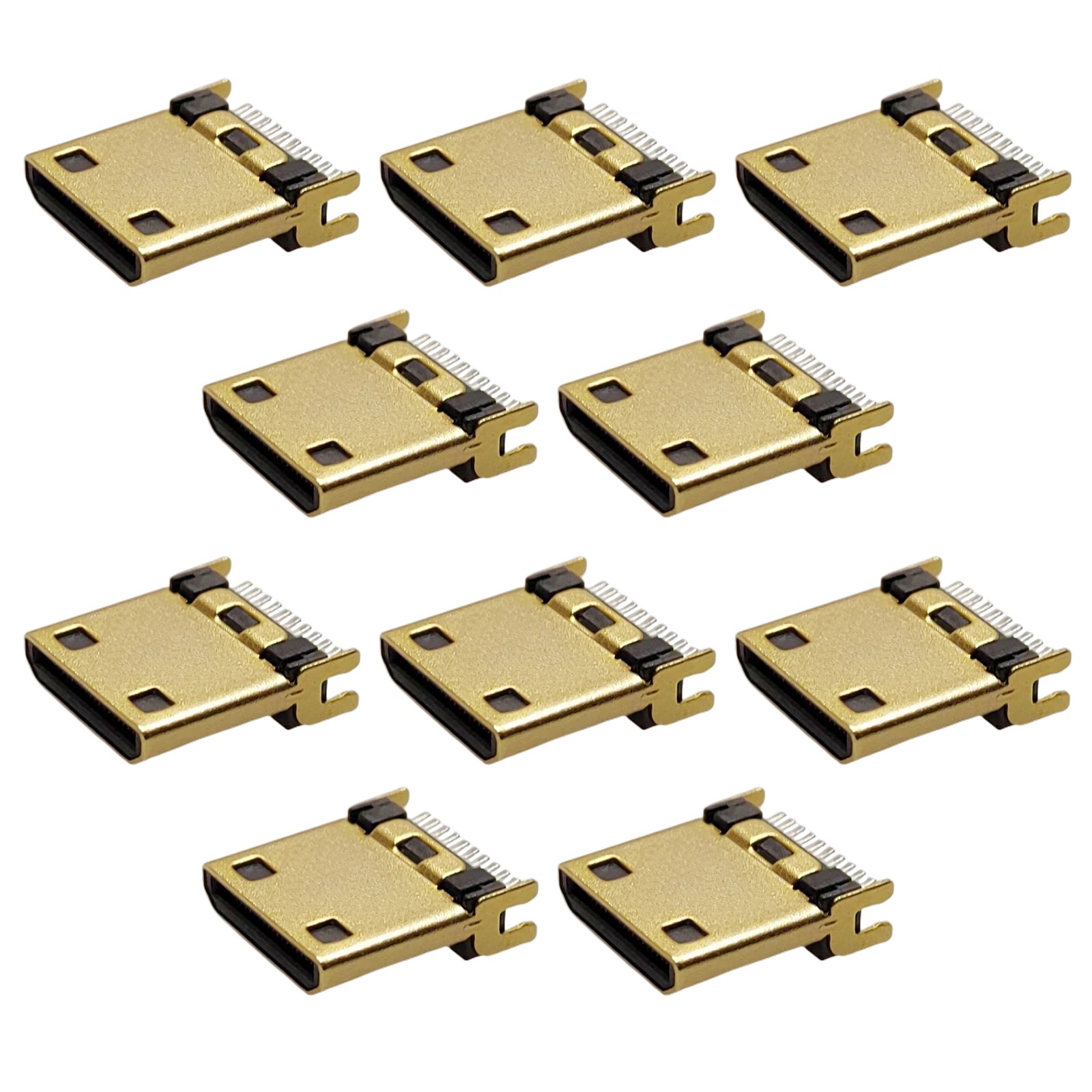 10PCS MINI HDMI Male Connector Gold Plated Vertical Straight Plug Socket
