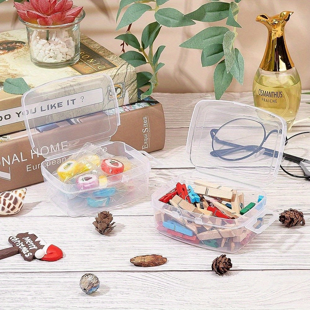 10pcs Rectangle Transparent Plastic Bead Containers 10.4x6.5x3.5cm Bead