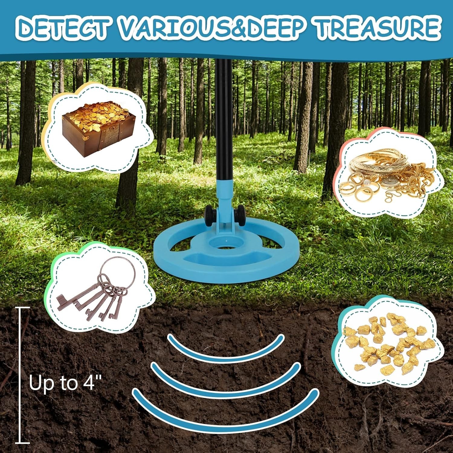 Adjustable Kids Metal Detector with Accessories