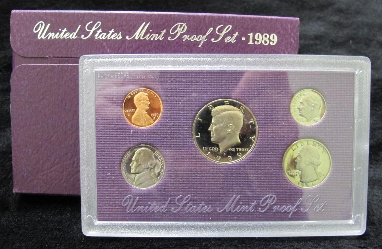 1989 Proof Set * With Box and COA * Great Birthday Gift * 5 Coins * Kennedy Half