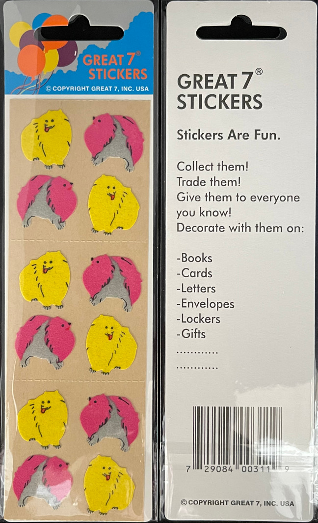 12 packages of Fuzzy Dog Stickers, "Great 7" Sticker Designs, PFZ0104