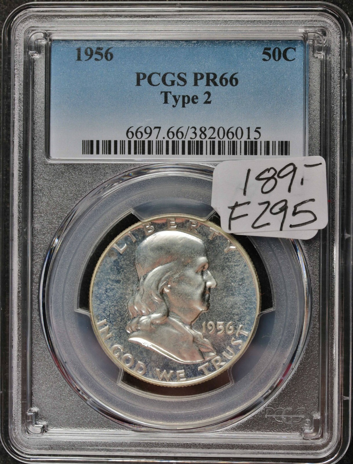 1956 Franklin Half.  Type 2.   In PCGS Holder.  PR66.    f295