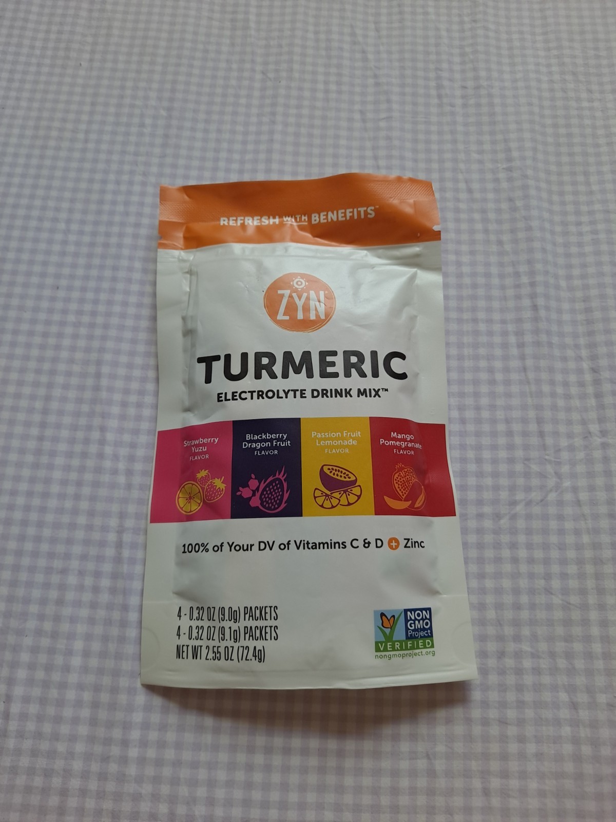 ZYN Turmeric Electrolyte Drink Mix 12 Packets Strawberry Yuzu Passion Fruit