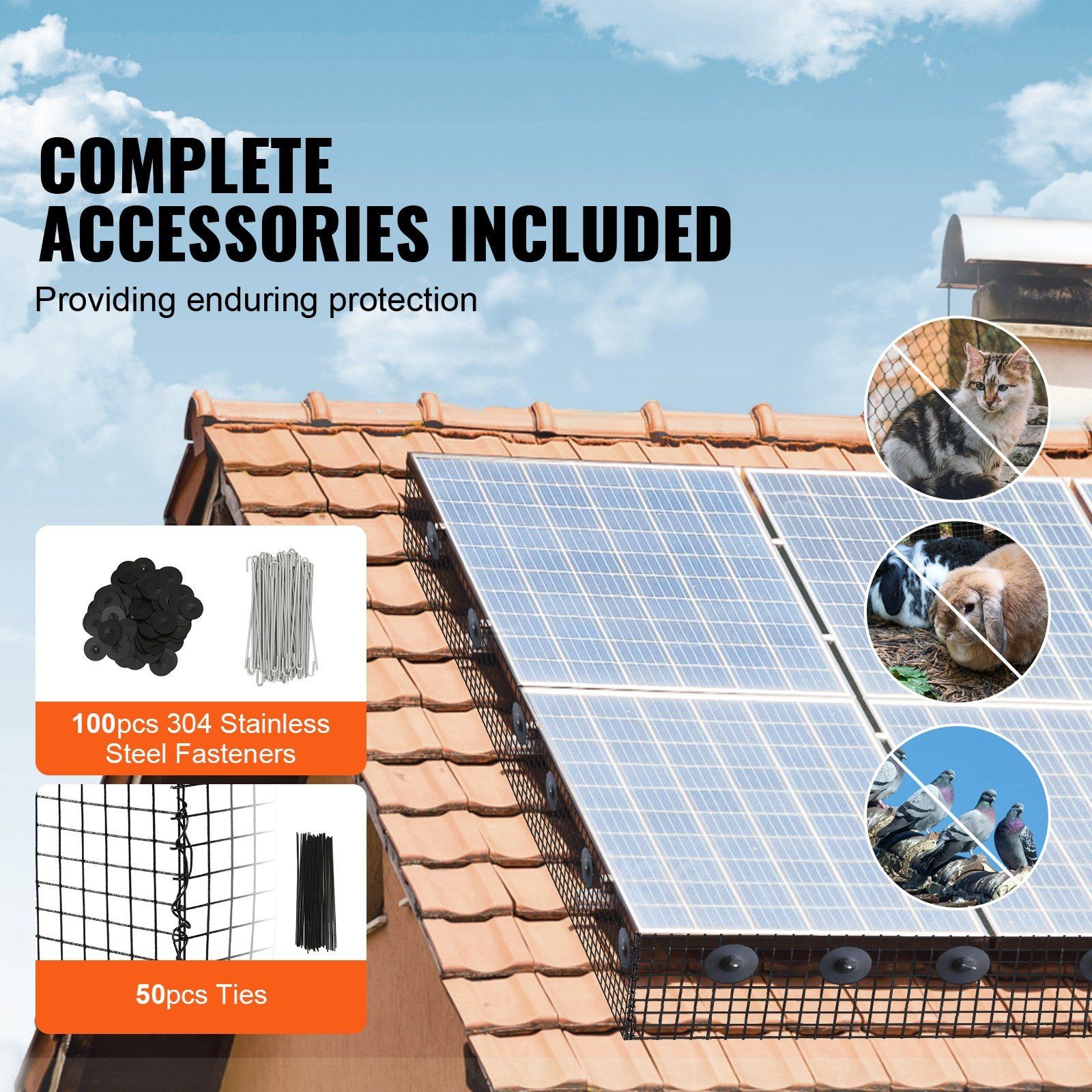 Compact Roll Solar Animal Deterrent 8in x 100ft 1/2in Diamond Grid