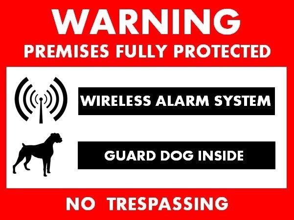 Wireless Alarm + Guard Dog Warning Security Stickers / 6 Pack + FREE Shipping
