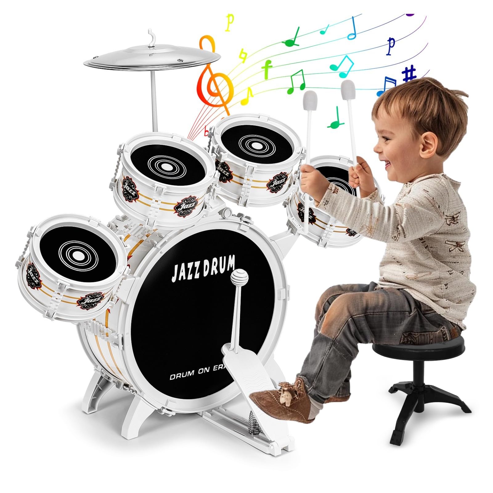 Drum Set for Toddlers 1-3 - Musical Toy Drums Set for Kids - 5 Drums Musical ...