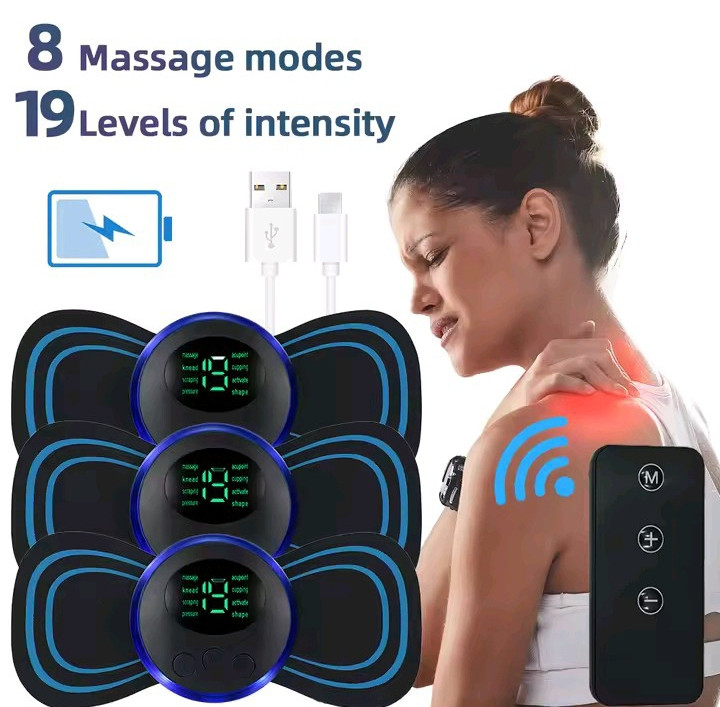 EMS Mini Neck Massager Electric Massage Patch Cervical Shoulder Muscle Relief Re