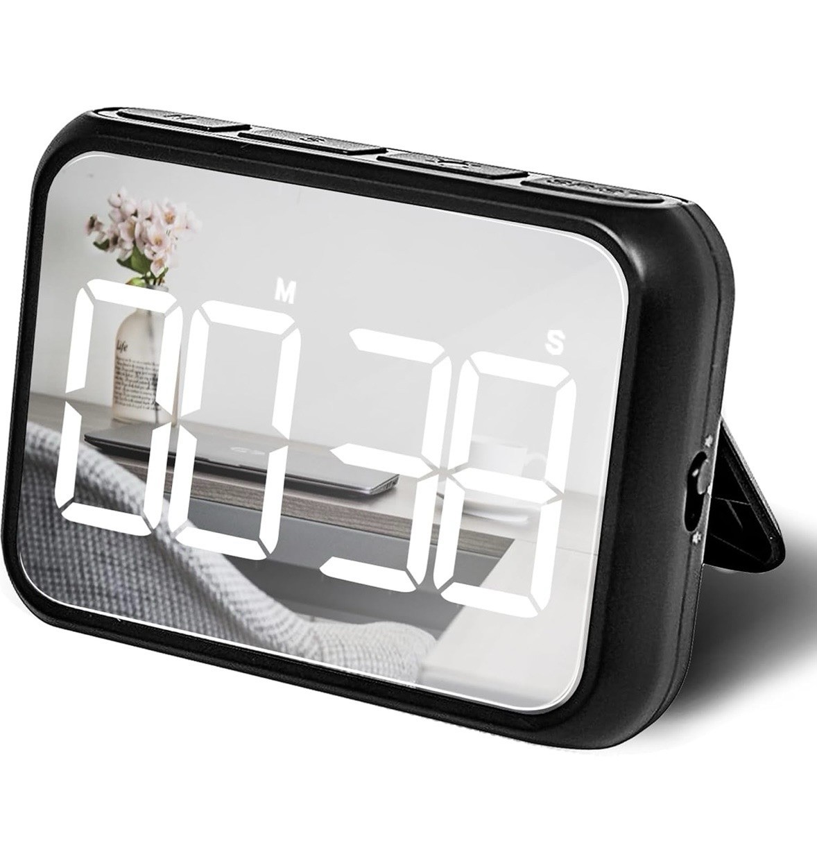 2 x Digital Timer with Large Mirror LED Display, Magnetic Back with Table Stand
