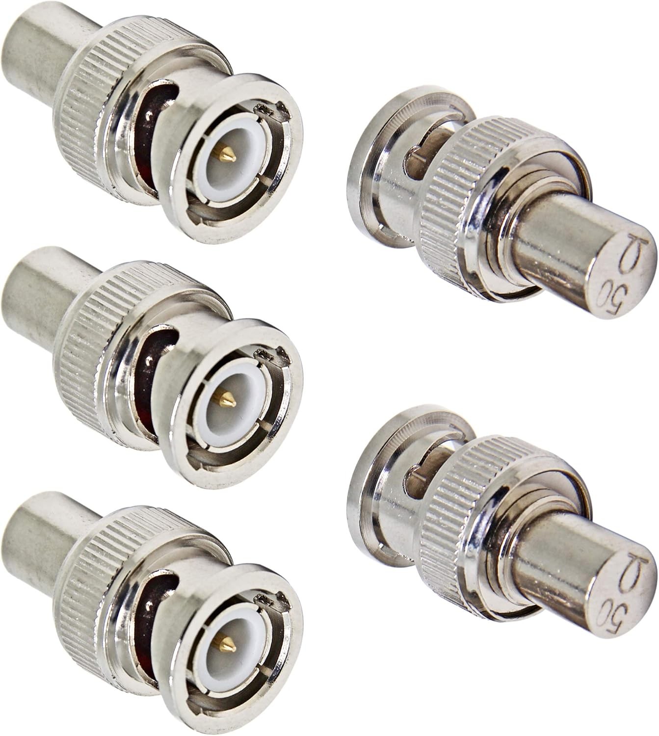 BNC 50 Ohm Terminator, 5-Pack Male Plug Coaxial Cable Adapter