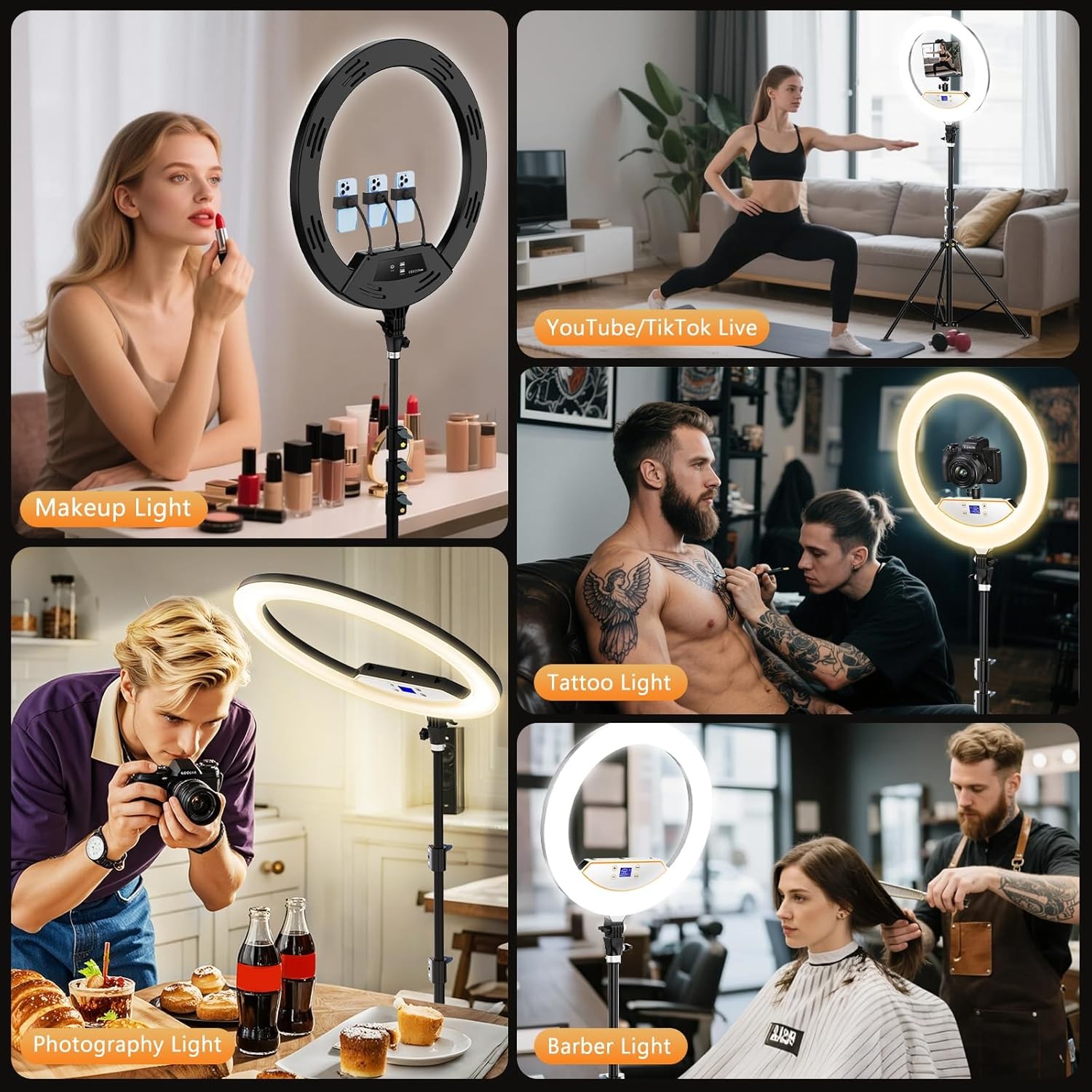 22'' Ring Light with 75'' Tripod Stand, LED Display