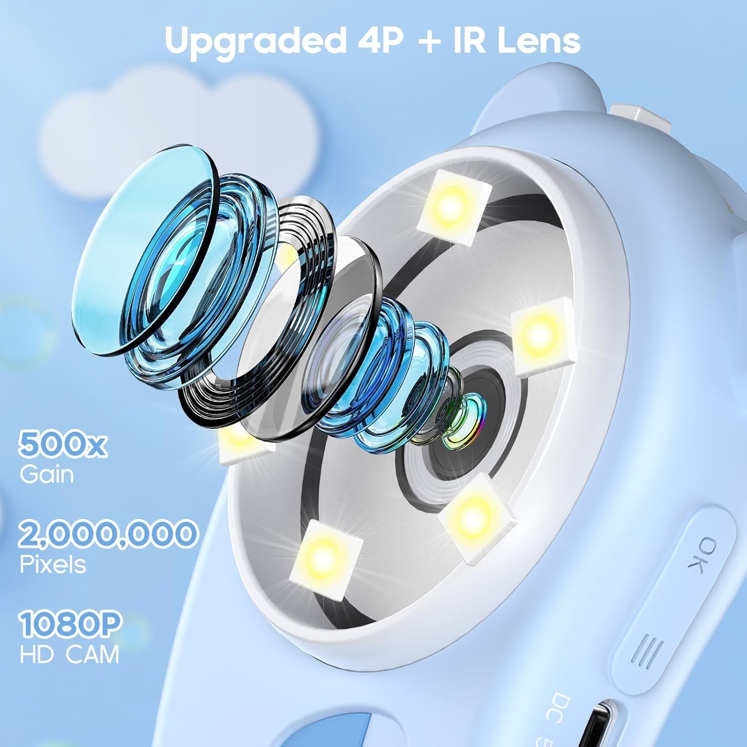 Kids 2-in-1 Digital Microscope & Video Camera - 1000X Portable STEM Gift