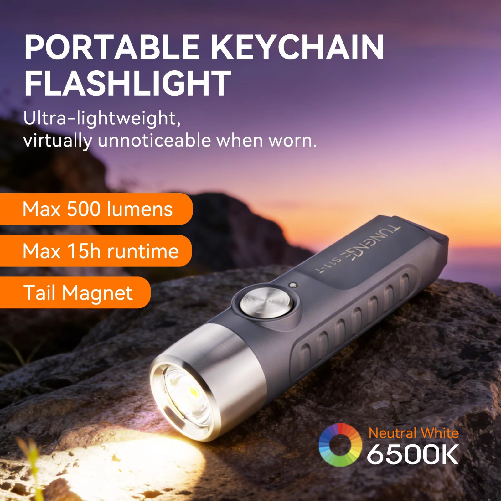 Blue Type C TUNENGE S11-T IP66 Waterproof 500 Lumens Mini LED Flashlight
