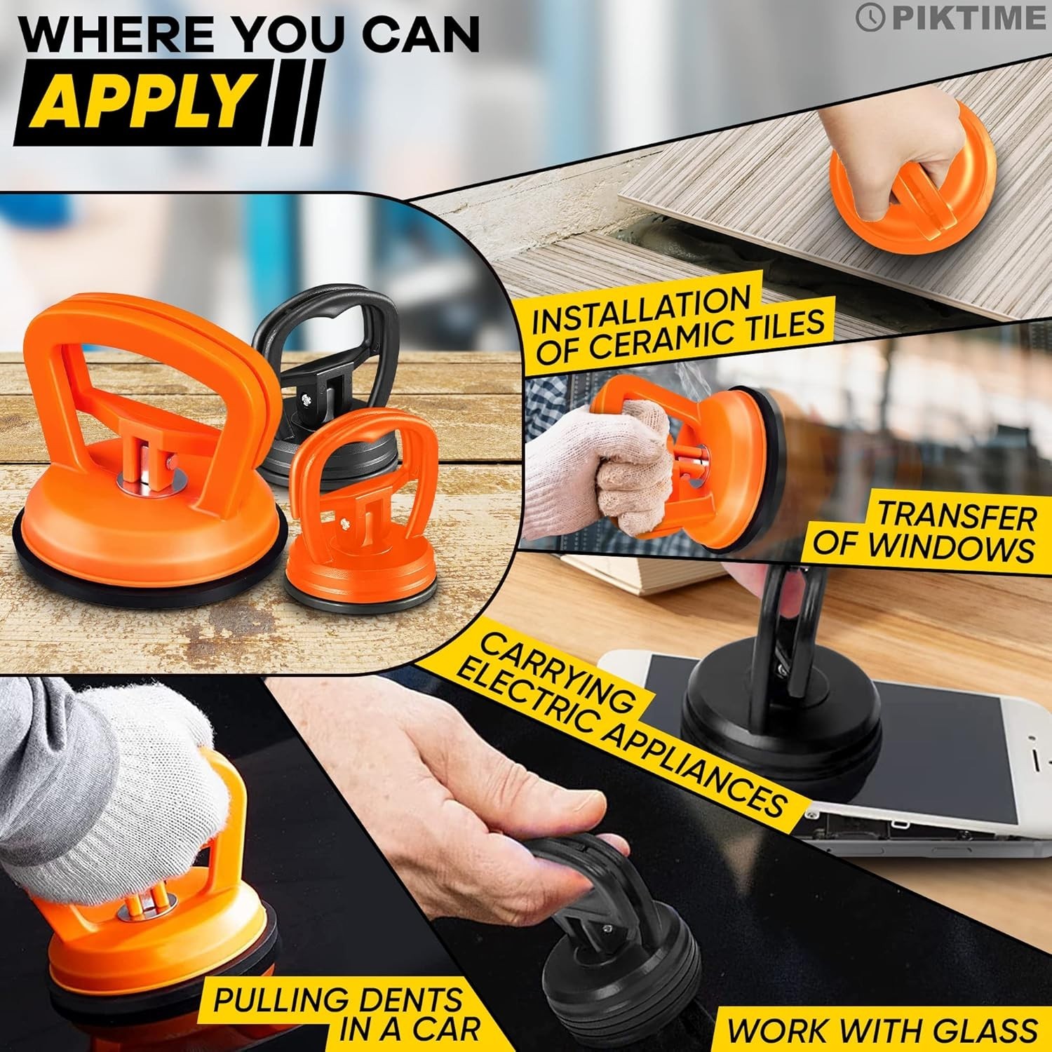 3-Piece Car Dent Puller Kit with 172lbs Suction Power - Durable DIY Solution