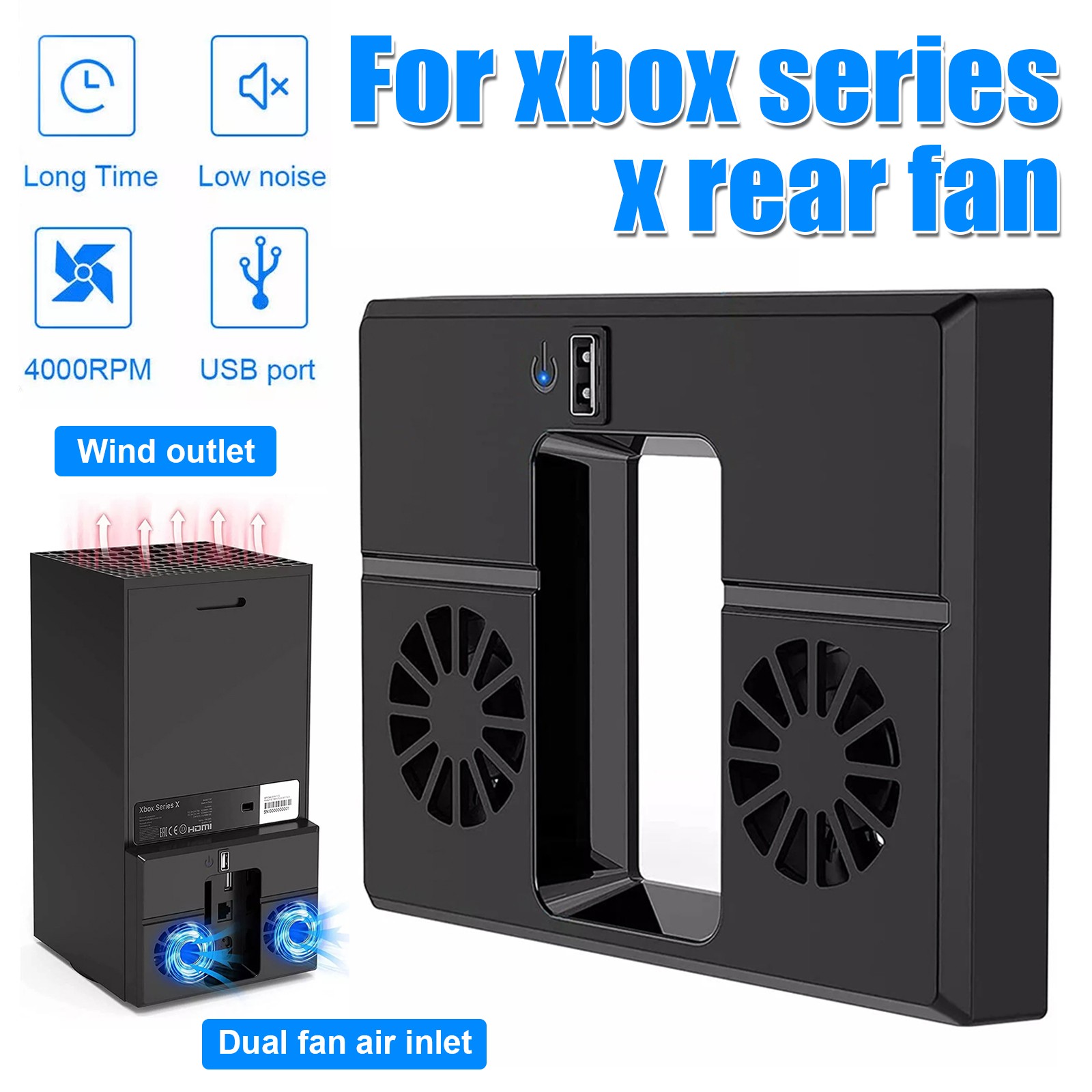 USB Low-Noise Cooling Fan for Xbox Series X Console External Vertical Cooler