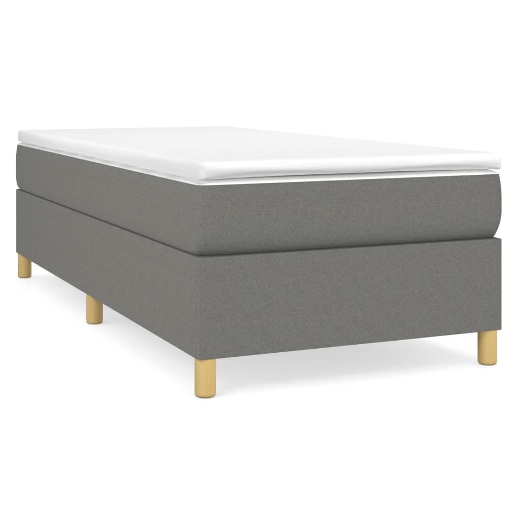 Box Spring Bed Frame Dark Gray Twin XL Fabric (US Only)