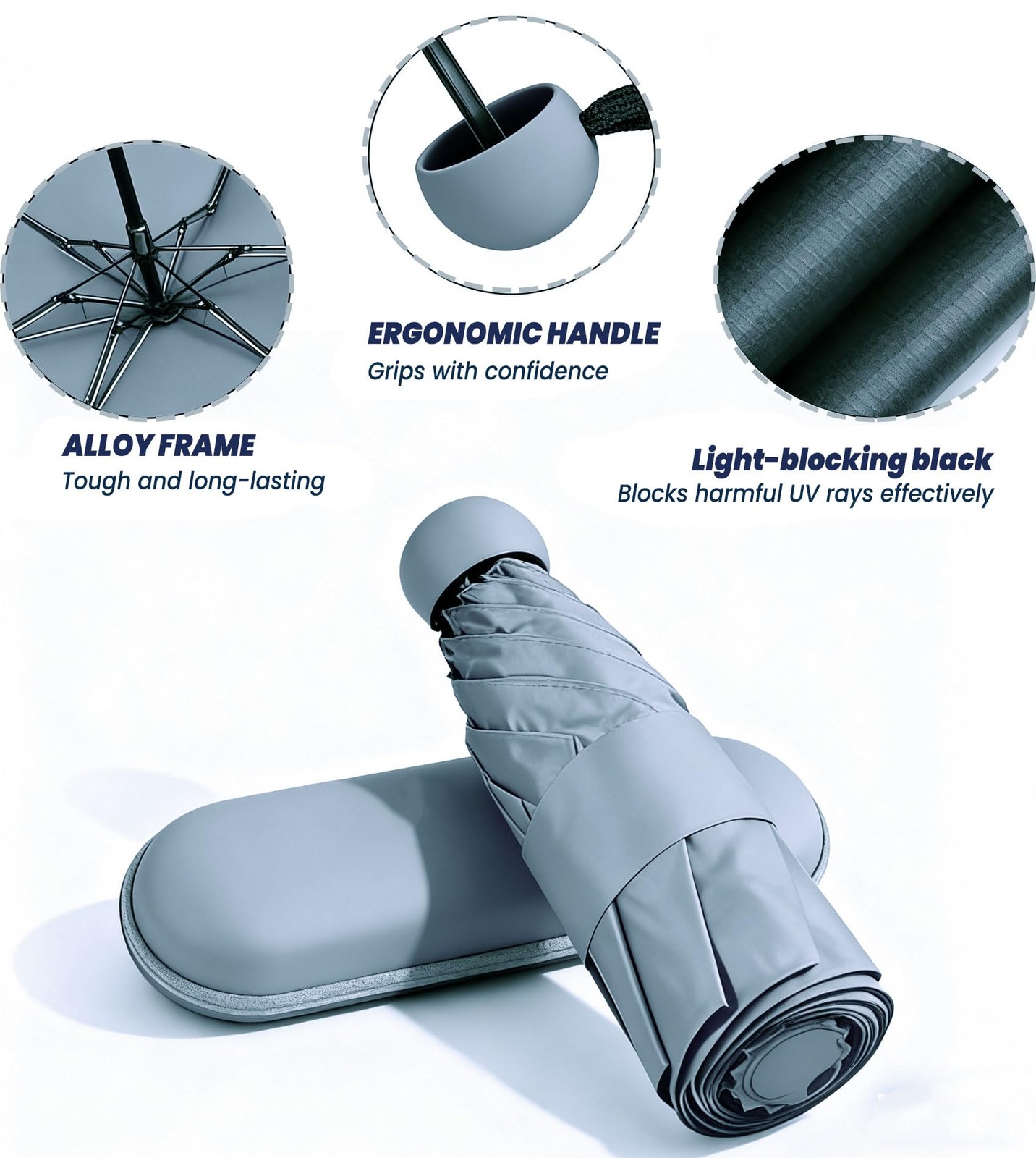 Travel Essentials Mini Umbrella with Case for Purse - Small Compact & Lightwe...