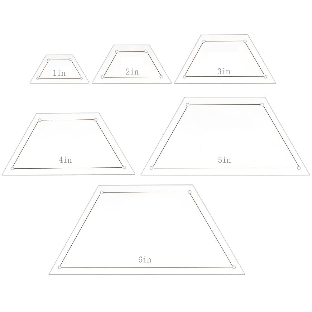 BENECREAT 6pcs 1/2/3/4/5/6 Inch Acrylic Quilting Template, Half Hexagon...