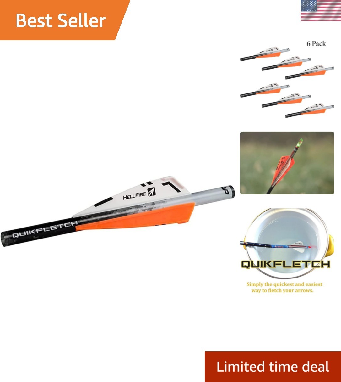 Enhanced Performance NAP Quikfletch Hellfire 2" Arrow Fletching - Quick Install