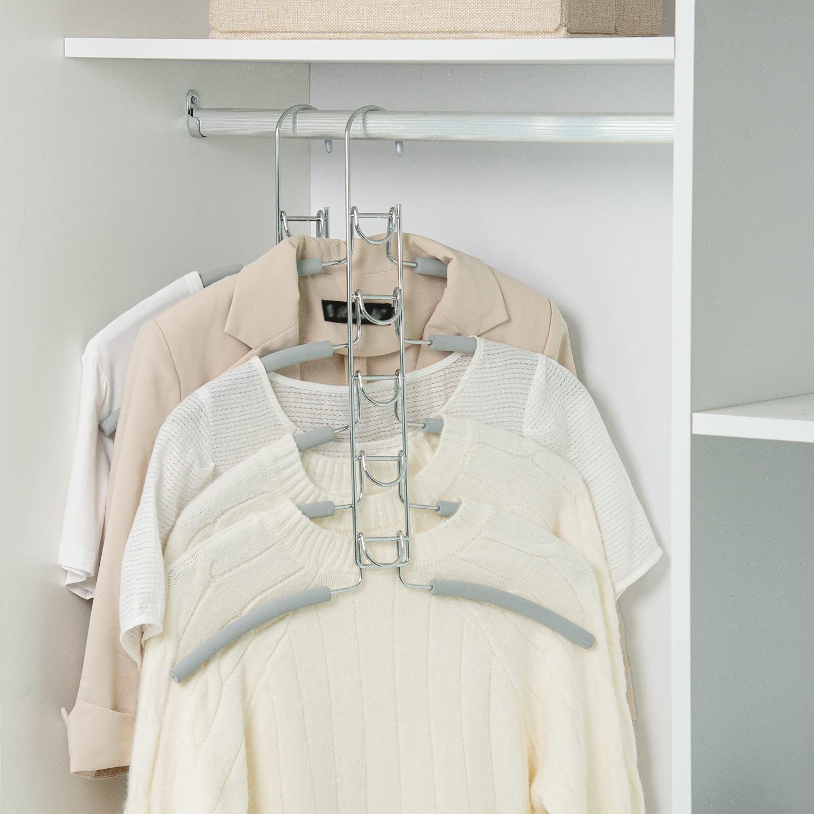 2 Pack 5 In 1 Anti Slip Multiple Sweater Coat Hangersmulti Layers Wardrobe Cloth