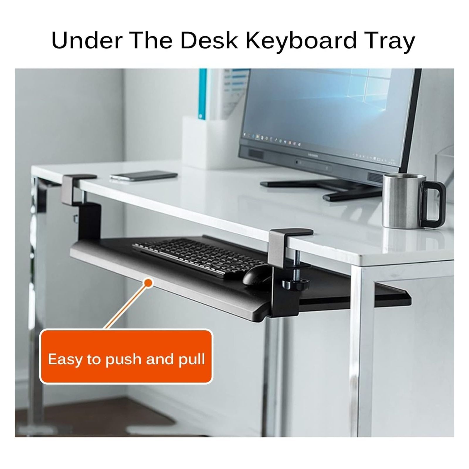 Wrist Support Under-Desk Keyboard Tray Clamp-On with Slide