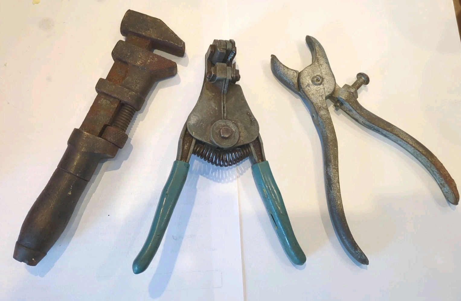 Antique Tool Lot Ideal Stripmaster Wire Stripper  Wench Wood Handle Plyers  USA